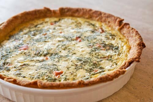 Smoked Trout, Goat Cheese and Artichoke Quiche