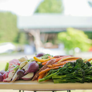 Beautiful crudite featuring many vegetables from the farm