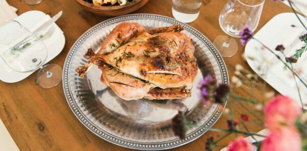 Roasted Chicken with Parsnip, Apple, and Apricot Ragout