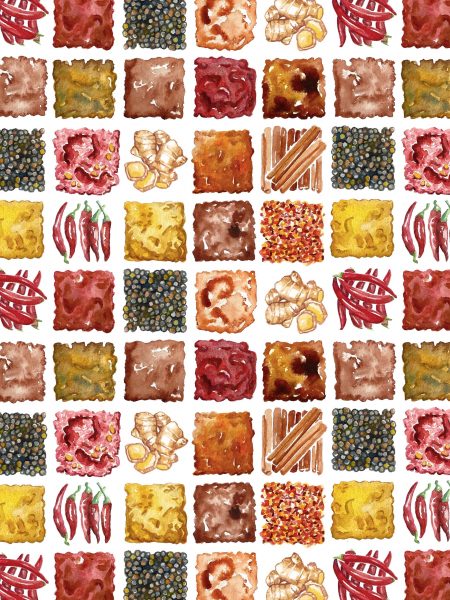 2024 Food Festival: Embrace Wellness - January card features small squares of warming spices